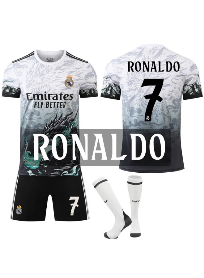 ريال مدريد 2024-2025 ريال مدريد طبعة تذكارية خاصة لكرة القدم موحدة #7 رونالدو كرة القدم جيرسي السراويل الجوارب مجموعة حجم الأطفال والكبار حجم الهدايا للجماهير والأصدقاء - Image 1